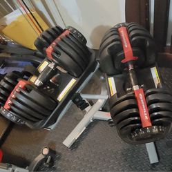 Bowflex Selecttech 552 Adjustable Dumbbells And Stand  And Bowflex Bench