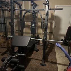 Vesta Fitness Smith Machine 2001 w/Bench Attachment | 230lb Bumpers Weights | 7ft Olympic Bar | Fitness | Gym Equipment | FREE DELIVERY 🚚 