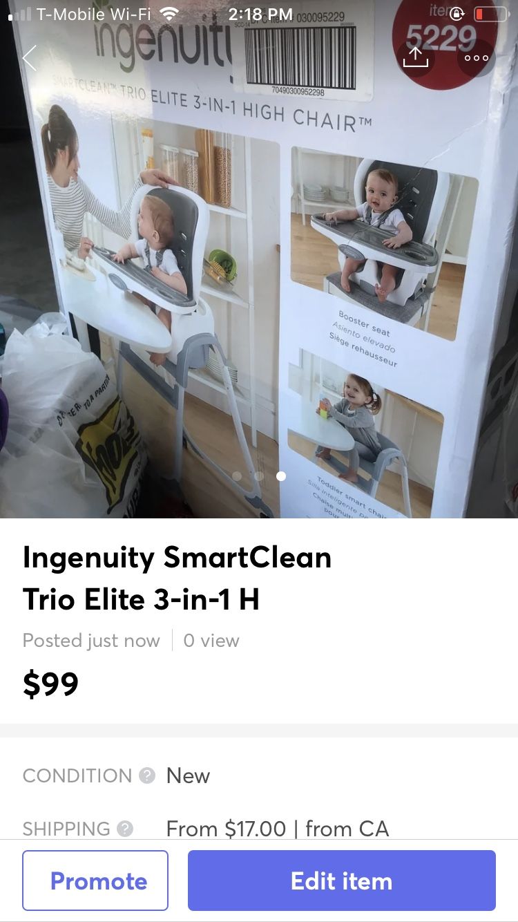 Ingenuity SmartClean Trio Elite 3-in-1 High Chair