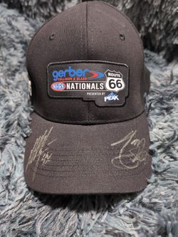 Tony Stewart & Matt Hagan Signed Gerber NHRA Nationals Rt 66 PEAK baseball cap