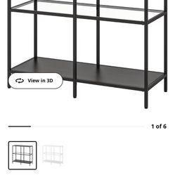 2 IKEA Black Metal & Glass Shelves