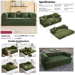 Trending Green MCM Three Person Sponge Sofa Bed