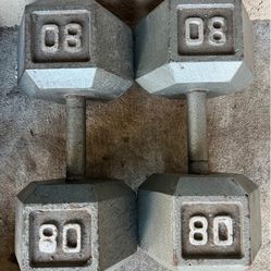80lb Hex Dumbbells Pair
