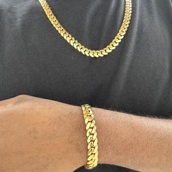 Set Chain & Bracelet 10mm Miami Cuban Link 