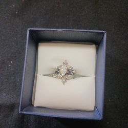 3 Piece Zirconia Wedding Band  Silver Size5