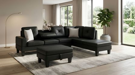 FREE White Glove Delivery – S555 Star Black Sectional | Brand New