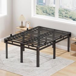 Queen Bed Frame, 22 inch Metal Bed Frame & Box Spring 2 in 1 Platform with Rounded Legs, Double Layer Bed Frame with Matress Gasket & headboard Adapte