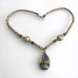Antique Lapis Lazuli With Handmade Brass Beads