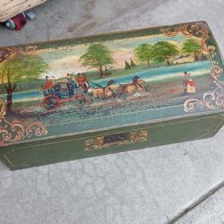  Hand Painted Wooden Trunk Pine Domed Top 