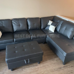 New Sectional + Storage Ottoman  — Left or Right Chaise — Delivery Available