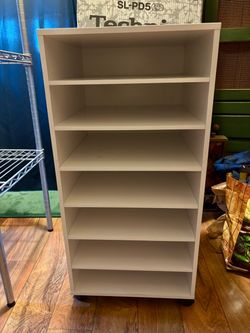 White Shelf Unit on Casters
