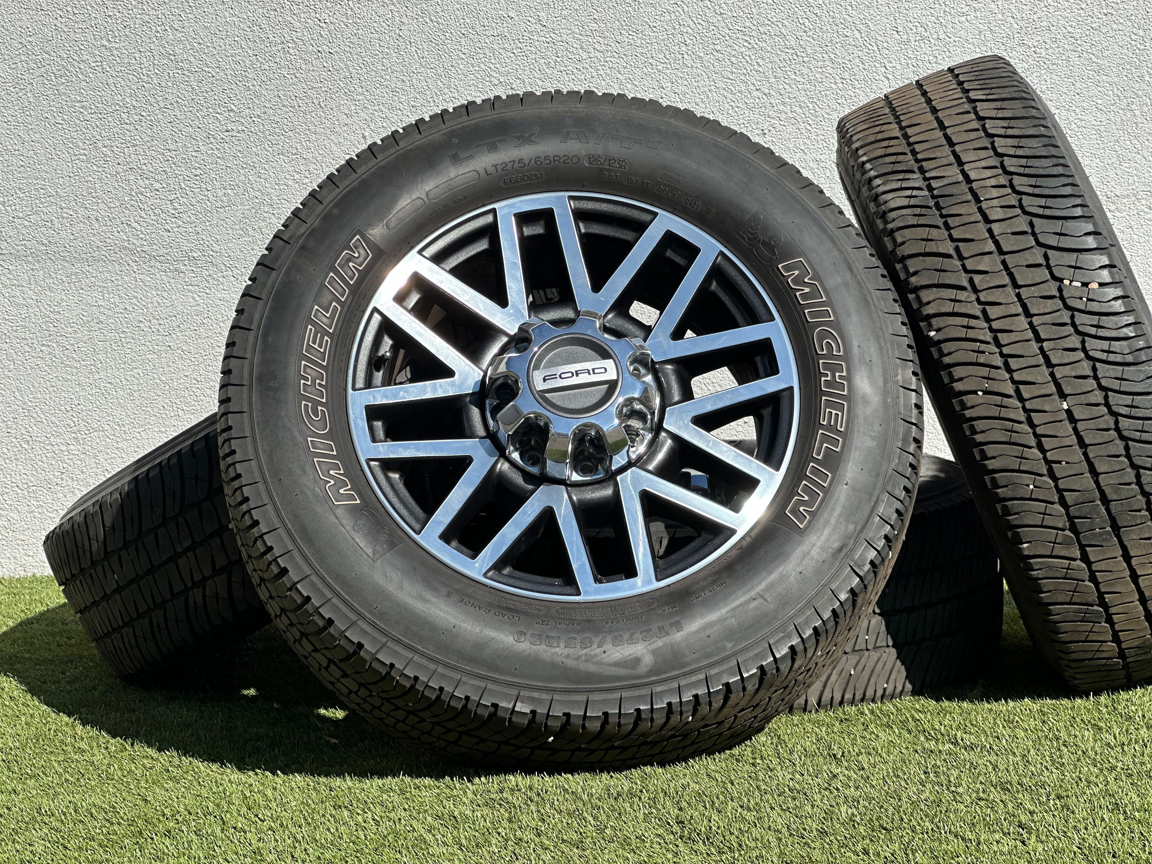 OEM 20” Ford F-250 Wheels 8x170 Rims F-350 Tires 275/65R20 Michelin LTX A/T2 Lariat F350 FX4 F250