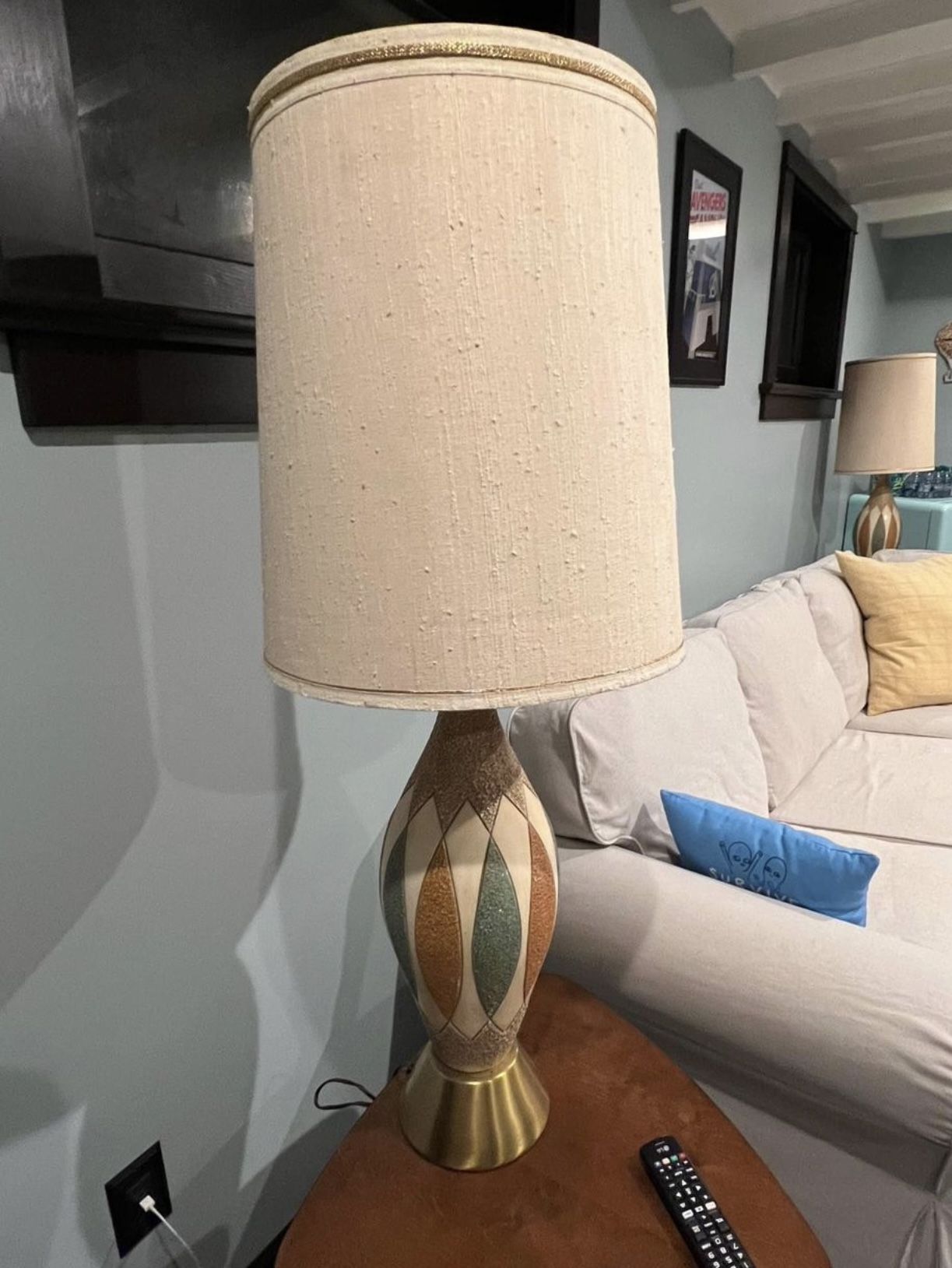 PAIR of (early) 1960’s MCM Table Lamps with Original Shades