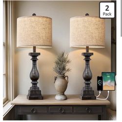 BOBOMOMO 27" Farmhouse Table Lamp Set of 2