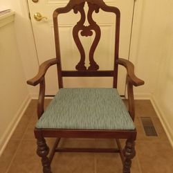 Vintage Wood And Upholstered Chair