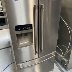 MayTag Stainless Steel 36” Wide French Door Refrigerator With PowerCold Feature - 25 Cu. Ft.