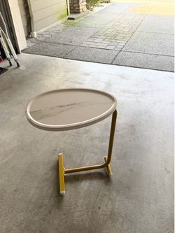 White C-Shaped Side Table - Like New