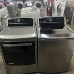 LG top-load washer and electric dryer set in excellent working condition