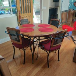 Table And Chairs Wrought Iron And Wood