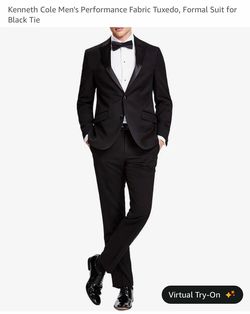 Kenneth Cole Men's Performance Fabric Tuxedo, Formal Suit for Black Tie