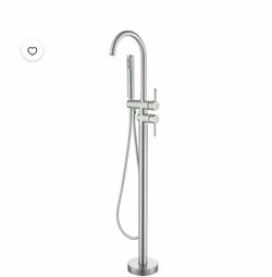 Freestanding Bathtub Faucet Floor Mount Tub Filler Brushed Nickel High Flow Shower Faucets With Handheld Shower Mixer Taps Swivel Spout