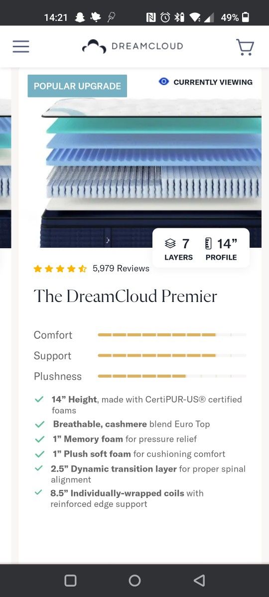 Luxury Dreamcloud Premier Twin XL Mattress
