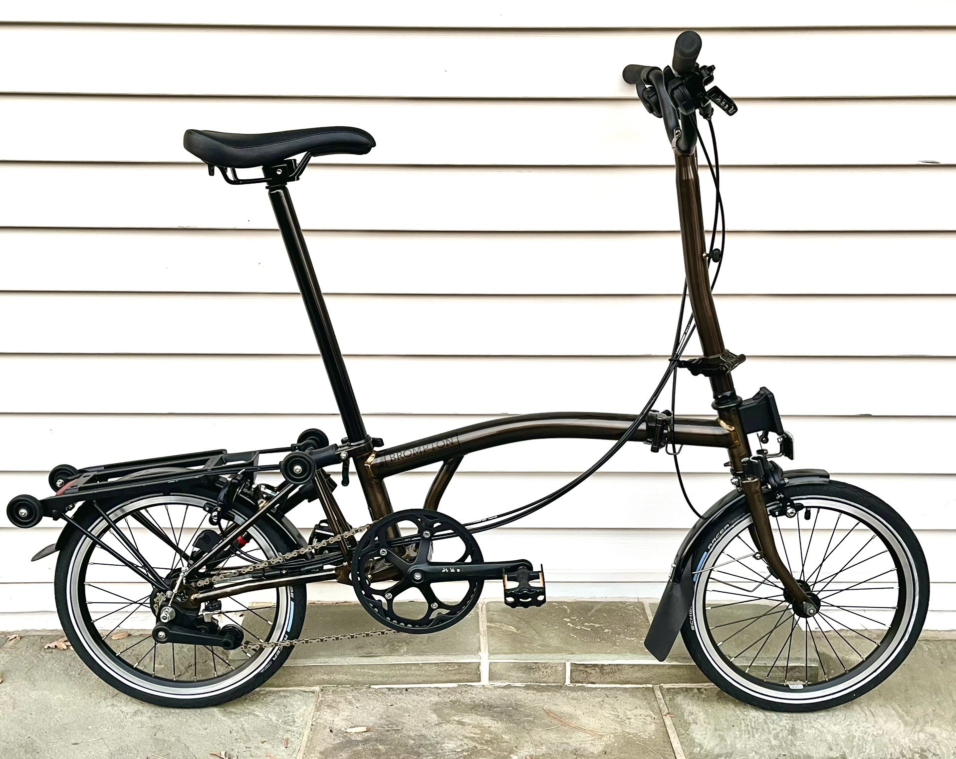 *New* Brompton C-Line 6 Speed Folding Bike + Pump, High Handlebars, Never Ridden, Black Lacquer