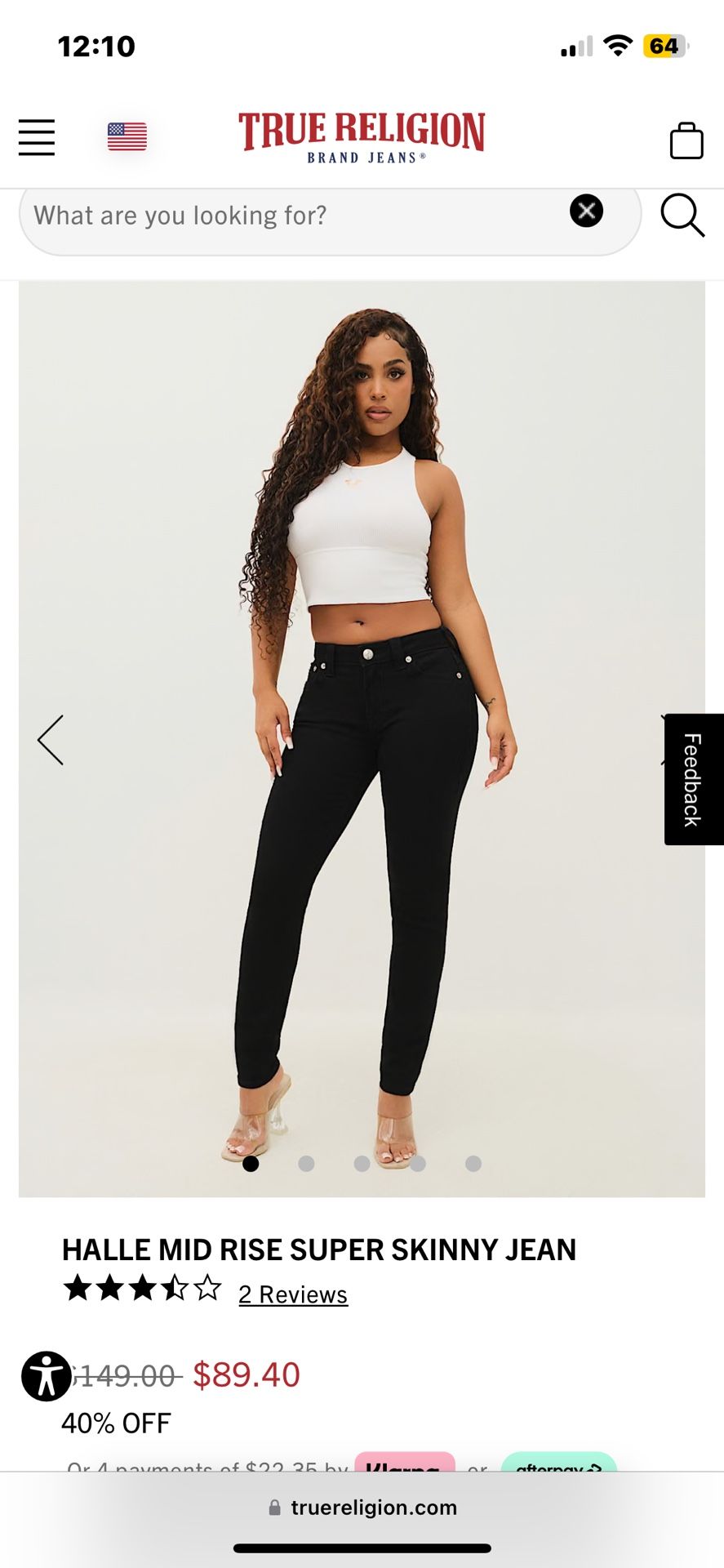 True Religion Mid Rise Super Skinny Jeans