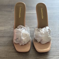 NEW Nude Heels w/ Clear Straps – Size 8, 4.5” Heel 