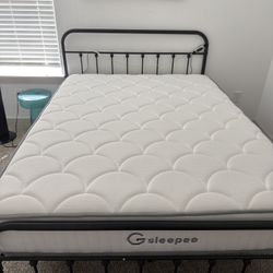 Queen Metal Bed Frame & Mattress 