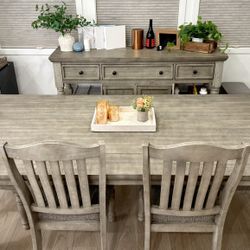 Dining Table Set with 8 Chairs & Sideboard