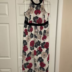 Ann Taylor Red & Gray Floral Maxi Dress - Size  12P