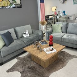 New Sofa And Loveseat Grey Velvet