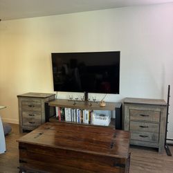 Living Room Furniture(whole Set) With TV( TV Table, 2 Side Table, Coffee Table, TV)