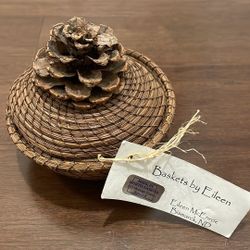 Handmade Pine Cone Basket with Lid