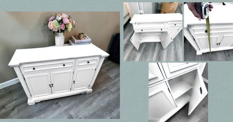 White Farmhouse Style Buffet Sideboard