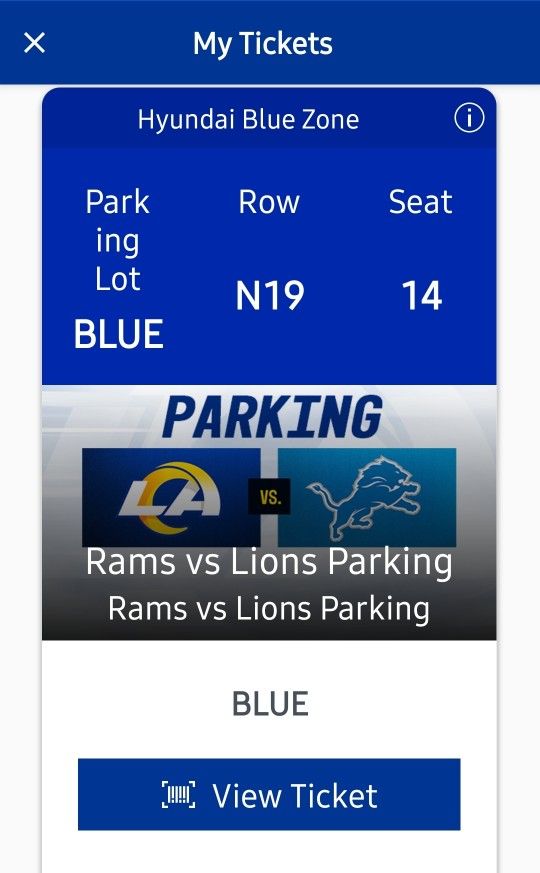Rams vs Lions -Blue Parking Lot