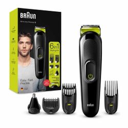 Braun 3 All-in-One 6-in-1 Electric Beard Trimmer for Men Beard Hair and Face Trimmer with Unworn Sharp Blades Ear and Nose Trimmer 5 Accessories Black