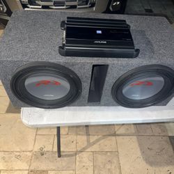 Alpine Bass Package 2-12” Type R Subs In New Ported Box With Alpine 1100 Watt Amp 