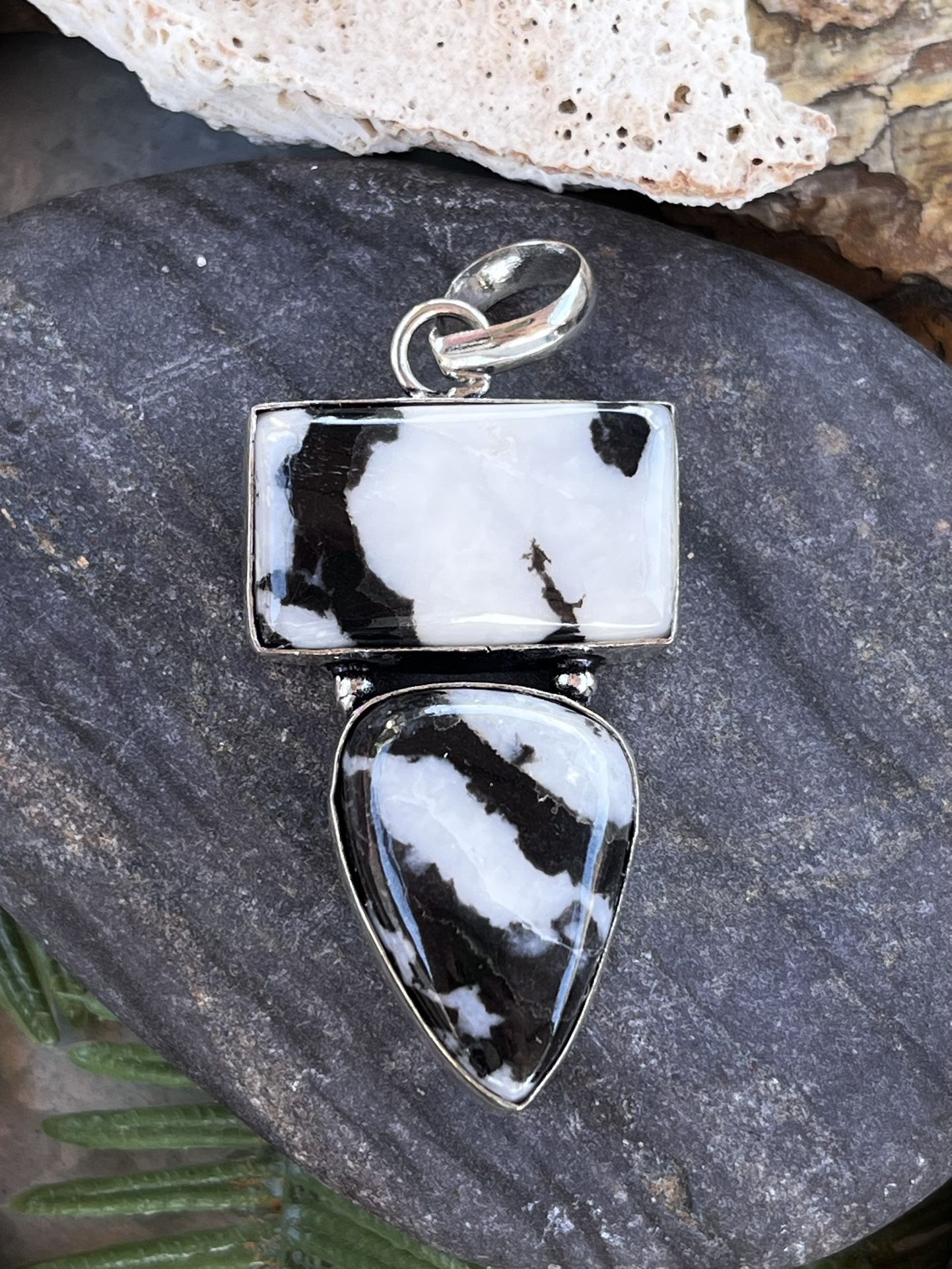 Natural Buffalo Turquoise Gemstone Sterling Silver Pendant