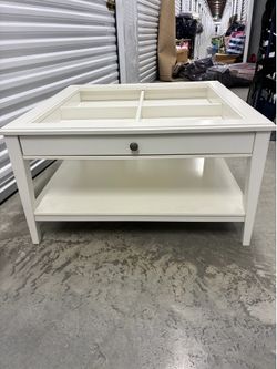 White Shadowbox Coffee Table minus glass