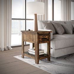 Cannon Valley Distressed Brown Chairside Table