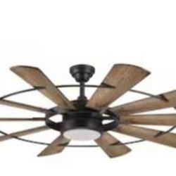 Harbor Breeze Henderson 60-in Matte Black Integrated LED Indoor Ceiling Fan with Light and Remote (10-Blade).