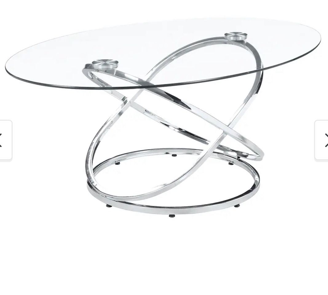 Warren 3-piece Oval Glass Top Coffee Table Set Chrome