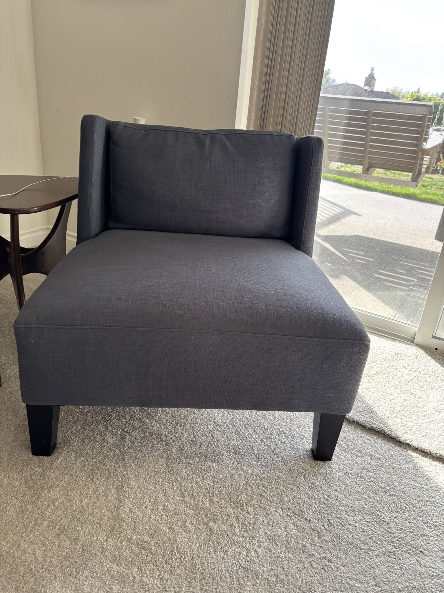 Steel Blue Colored Wide Comfortable Slipper Chair