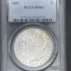 1887 Morgan Silver Dollar PCGS MS63