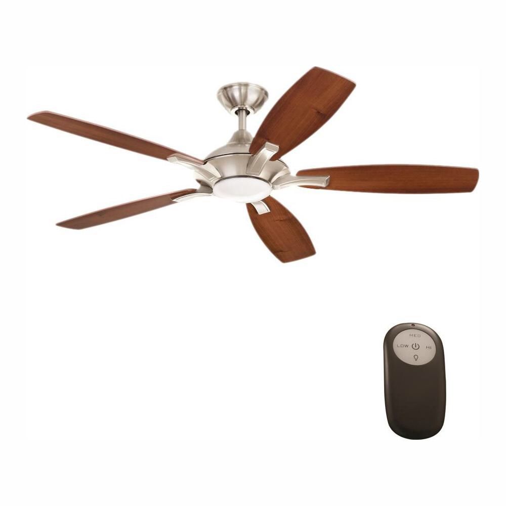 Home Decorators Petersford 52 in. Integrated LED Brushed Nickel Ceiling Fan