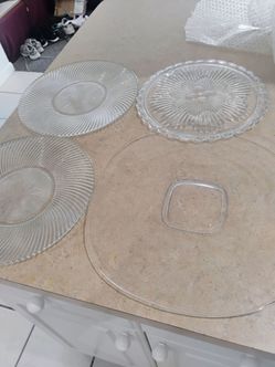 Clear Glass Plates and Serving Pieces Set