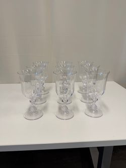 Set of Nine Clear Glass Goblets