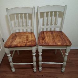 2 Firm Sturdy Wood High stool chairs 24" Height x  18" Wide  Both chairs for $25.00